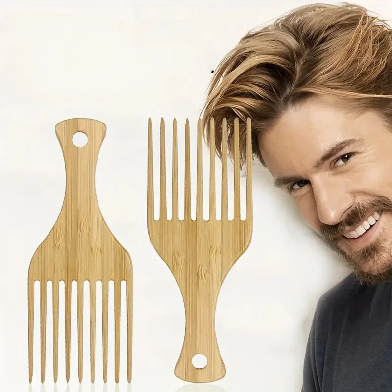 Wooden Afro Hair Picks – Curly, Thick Hair & Beard Combs Hair Pick Comb PLUSH 2pcs