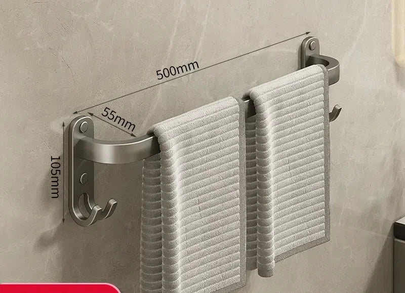 Gun Gray 3-Tier Wall Mounted Towel Rack – Space Aluminum Bathroom Towel Rack PLUSH 50cm 2