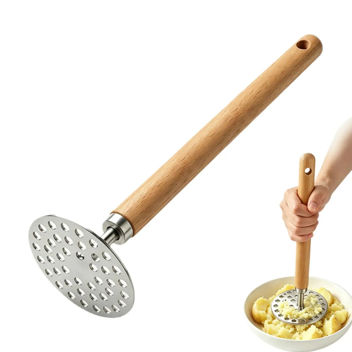 Stainless Steel Potato Masher – Manual Veggie & Fruit Crusher Kitchen Masher Tool PLUSH