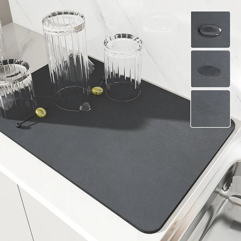 Super Absorbent Dish Drying Mat – Non-Slip Kitchen Drain Pad Dish Drying Mat PLUSH