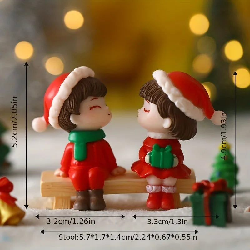 Mini Christmas Couple Resin Figurines – DIY & Wedding Decor Resin Figurine PLUSH