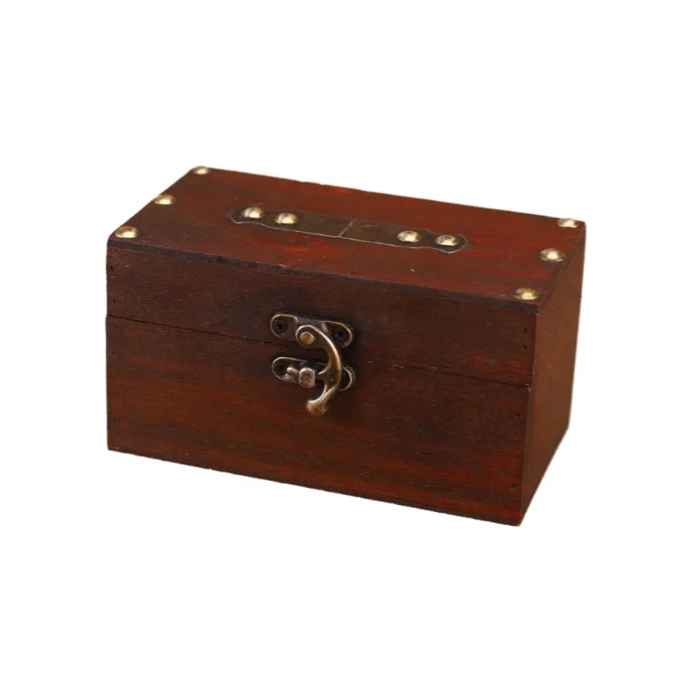 Vintage Wooden Treasure Chest Jewelry Box with Lock – Retro Jewelry Storage Box PLUSH Style-6