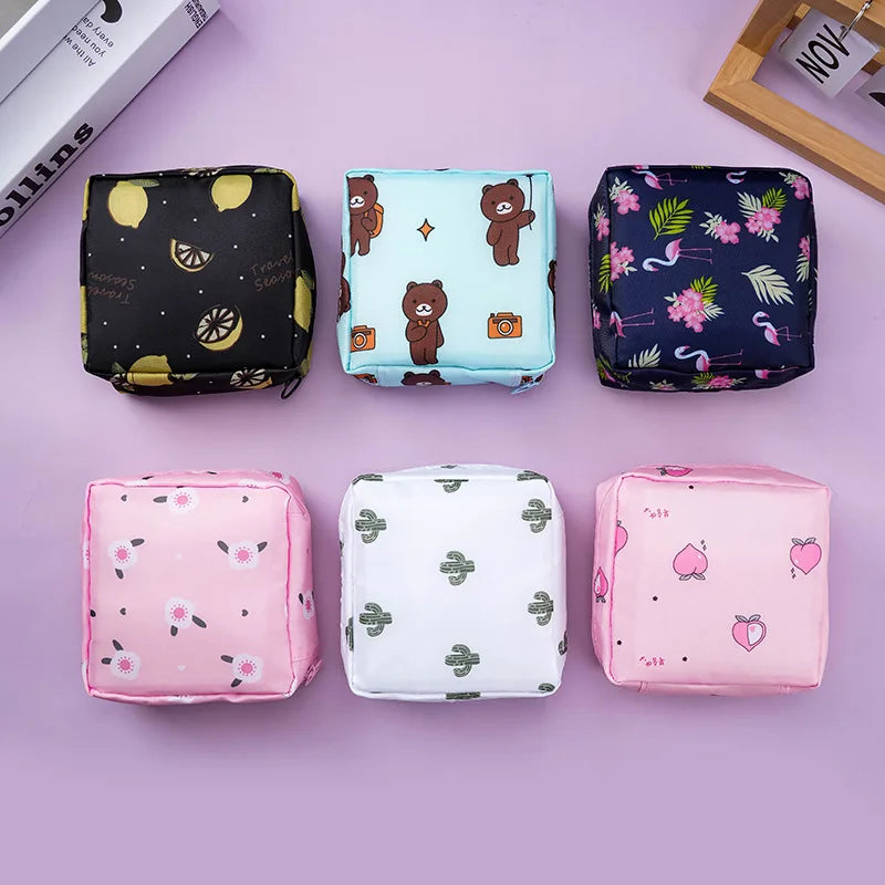 Mini Menstrual Organizer Pouch – Reusable Nylon Storage Bag Feminine Hygiene Organizer PLUSH
