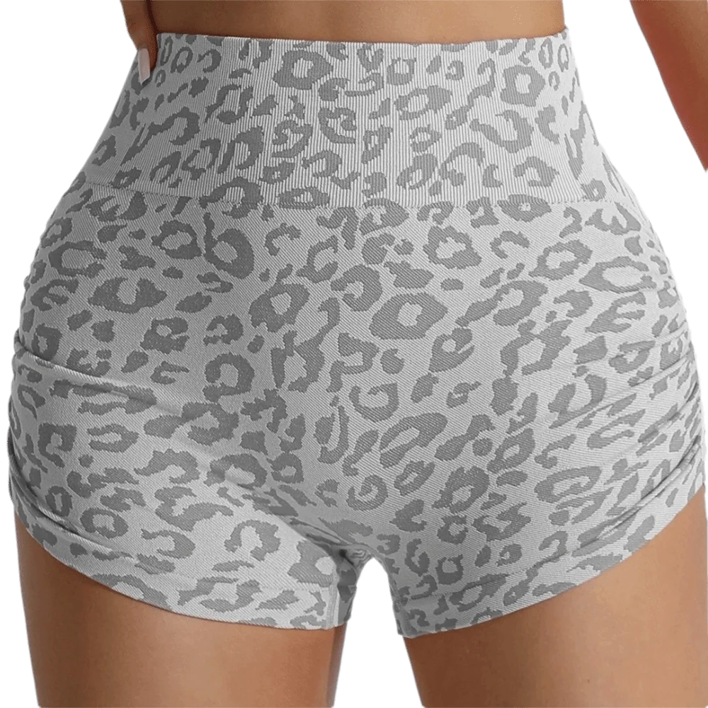 Women's High Waist Seamless Yoga Shorts – Leopard Print Women's Yoga Shorts PLUSH Grey S