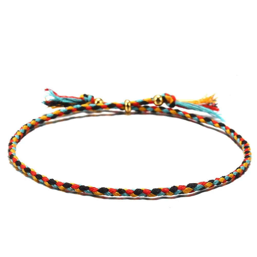 Adjustable Woven Bracelet – Colorful Bohemian Braid Charm Woven Charm Bracelet PLUSH K