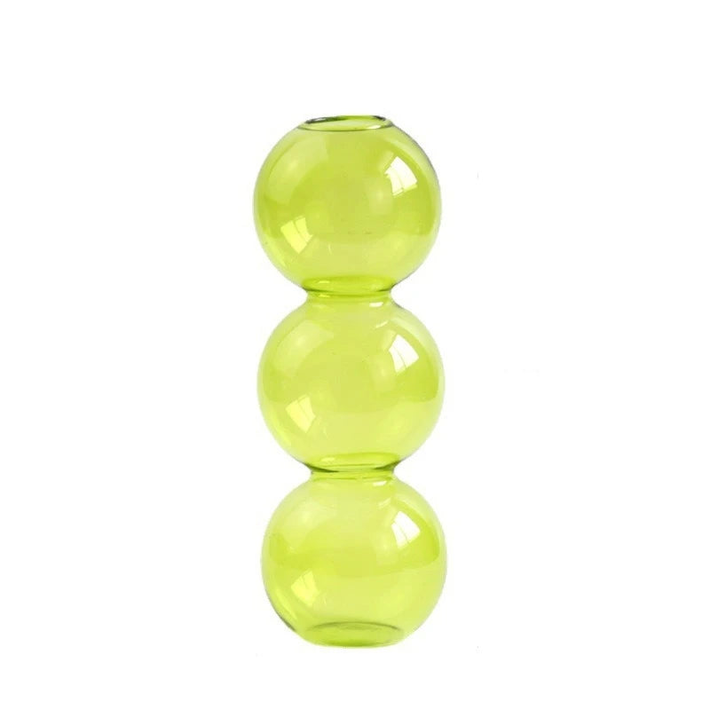 Nordic Glass Bubble Vase – Clear Bud Vase & Hydroponic Planter Glass Bud Vase PLUSH Green 3balls