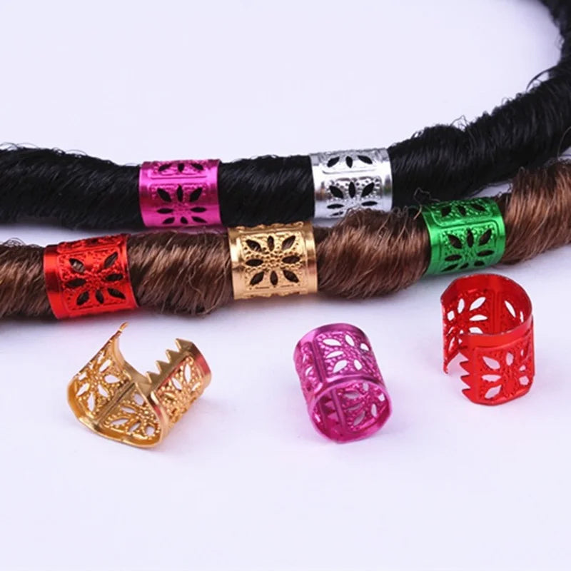 50-100pcs Dreadlock Hair Rings Bead Cuffs – Mixed Color Hair Braid Rings PLUSH