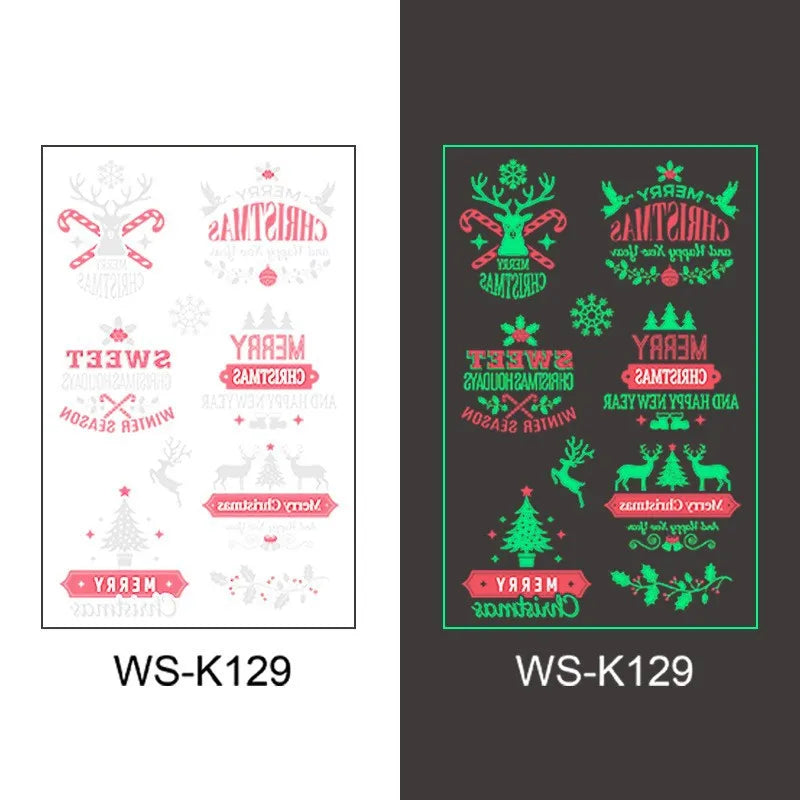 Glow in the Dark Temporary Tattoo Stickers – Halloween & Holiday Temporary Tattoo Stickers PLUSH 129
