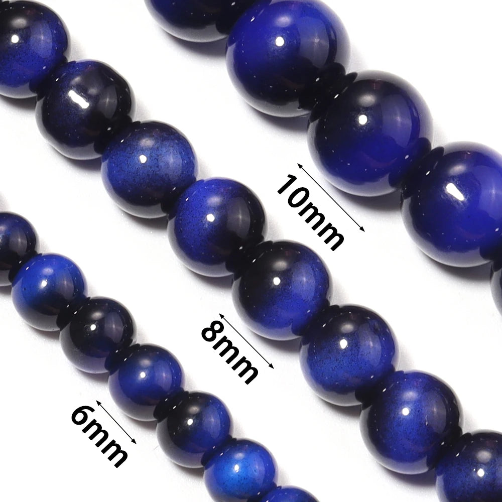 Royal Blue Tiger Eye Glass Spacer Beads 6/8/10mm – DIY Jewelry Glass Spacer Beads PLUSH