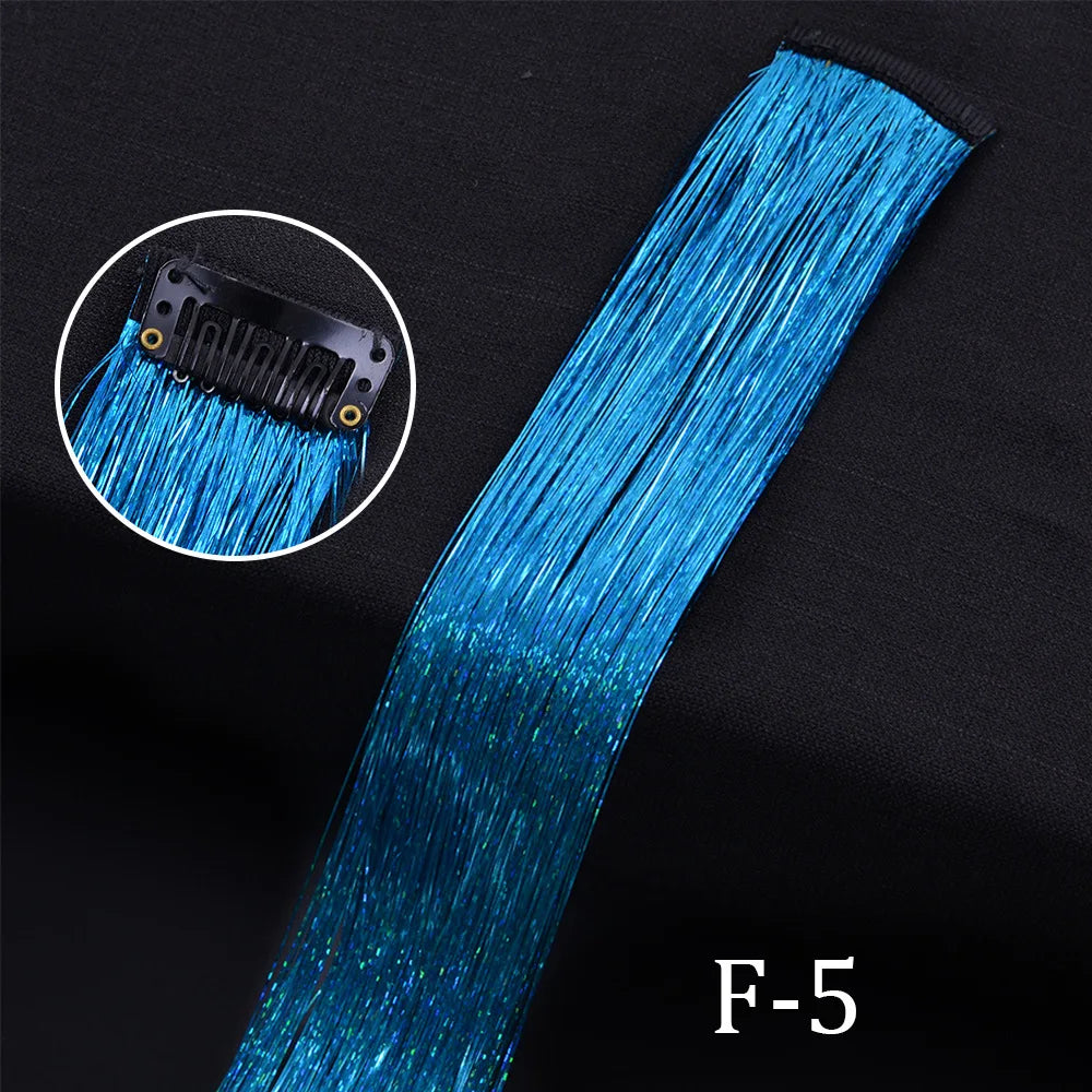 Rainbow Hair Tinsel Glitter Strands – 120pcs, 93cm
