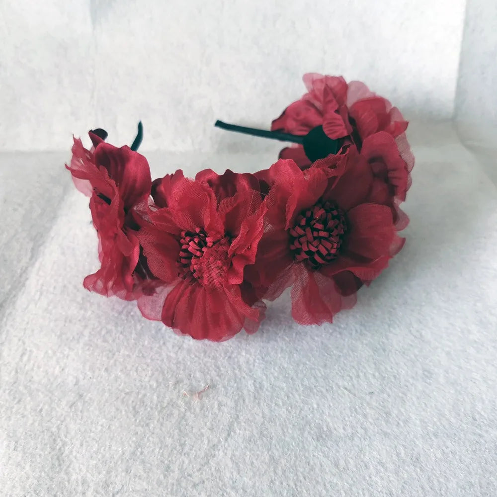 Mesh Curled Flower Bridal Headpiece – Wedding Hair Garland Bridal Hair Garland PLUSH Style 7