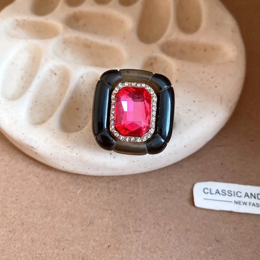 Y2K Candy Color Acrylic Resin Dome Ring | Korean Punk Style Fashion Statement Ring PLUSH Black Rose Red