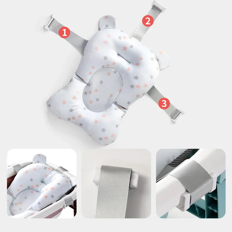 Baby Bath Seat Support Mat – Anti-Slip Newborn Cushion Baby Bath Support Mat PLUSH