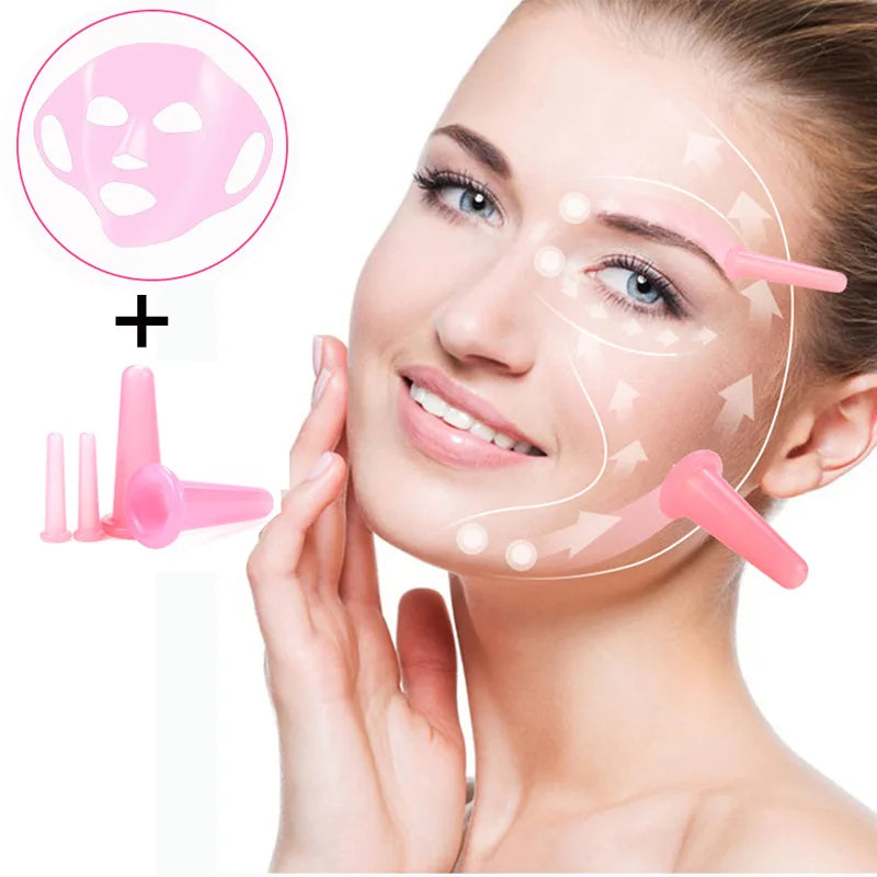 Silicone Facial Cupping Massage Set – Face, Neck & Body Facial Massage Set PLUSH