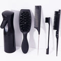 5-Piece Pink Hair Care Set – Spray Bottle, Brush & Combs Hair Styling Kit PLUSH Black set