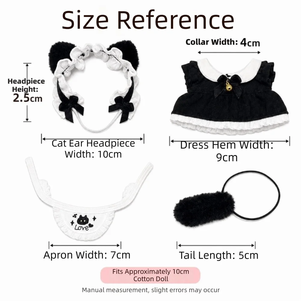 Cat Maid Doll Outfit Set – Mini Dress for 10/20cm Dolls Doll Outfit Set PLUSH