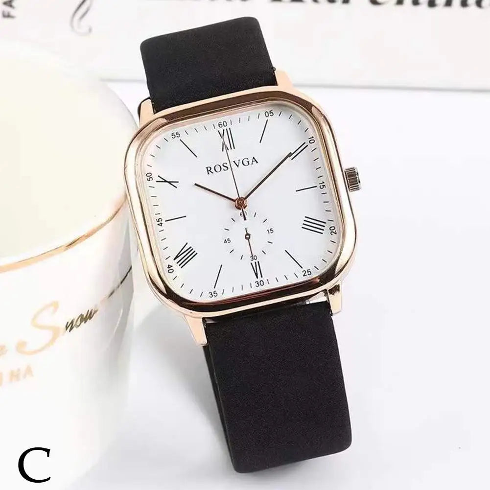 Square Dial Quartz Watch – Silicone Strap Men Women Students Quartz Wristwatch PLUSH C
