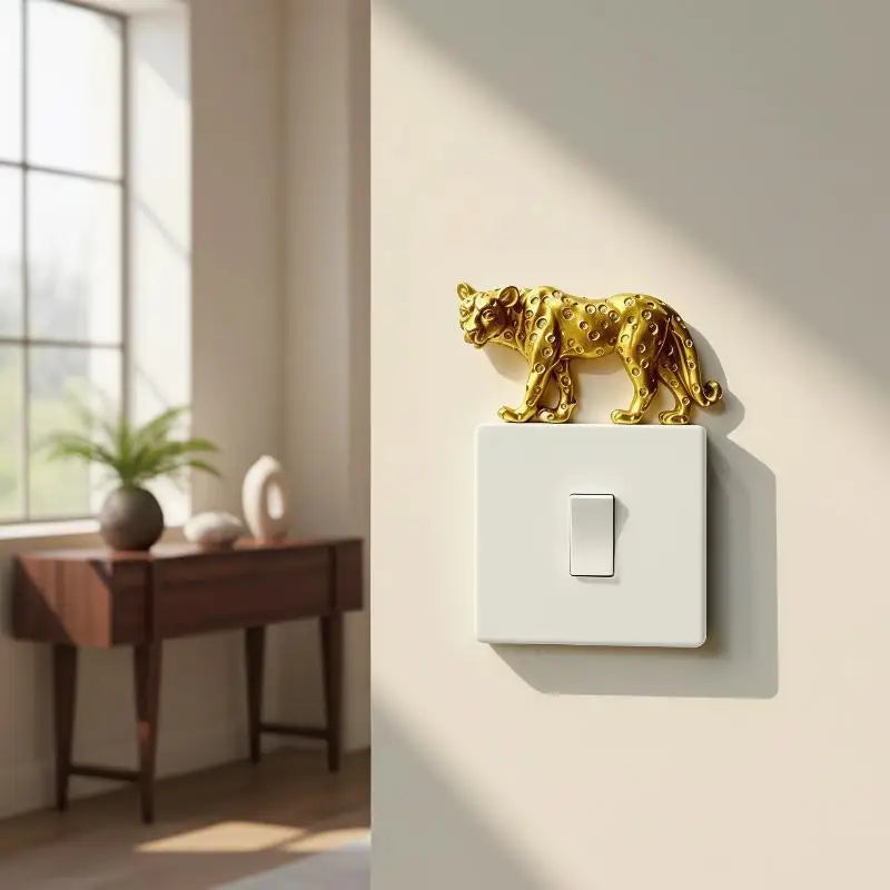 Leopard Resin Light Switch Decoration – Self-Adhesive Wall Decor Wall Switch Decor PLUSH