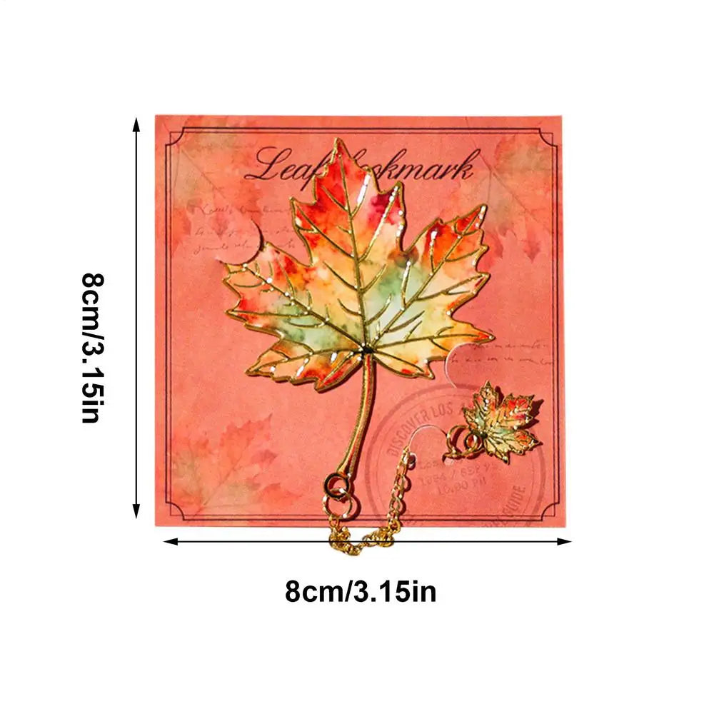 Metal Leaf Bookmark with Chain Pendant – Maple & Clover Metal Bookmark PLUSH C
