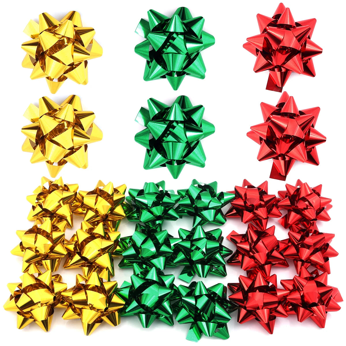 20pcs Self-Adhesive Ribbon Bows Star Flower Gift Wrapping Ribbon Gift Bows PLUSH