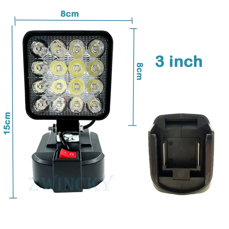 Cordless LED Work Light for Makita 14.4V–18V Battery | 54W Cordless Work Light PLUSH Black China Mainland