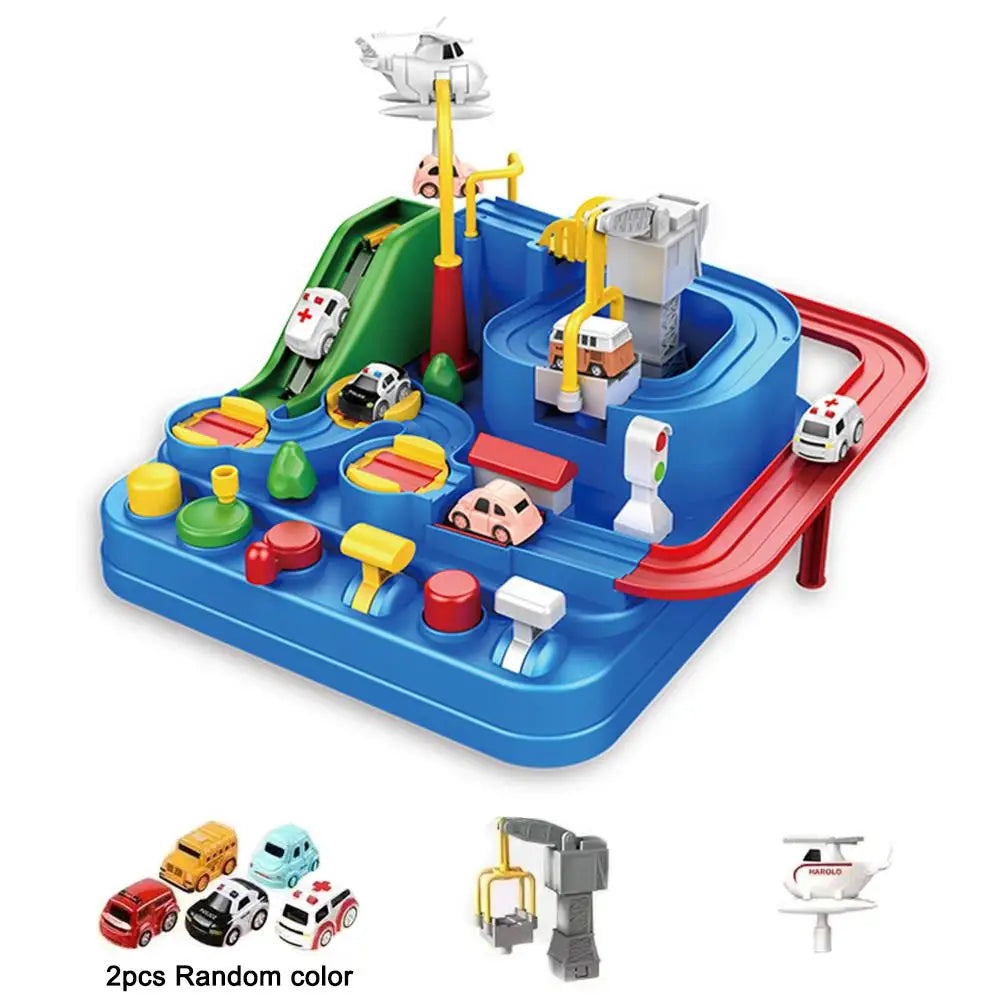 Kids Racing Rail Car Track Toy – Animal & Space Adventure Game Educational Track Toy PLUSH B