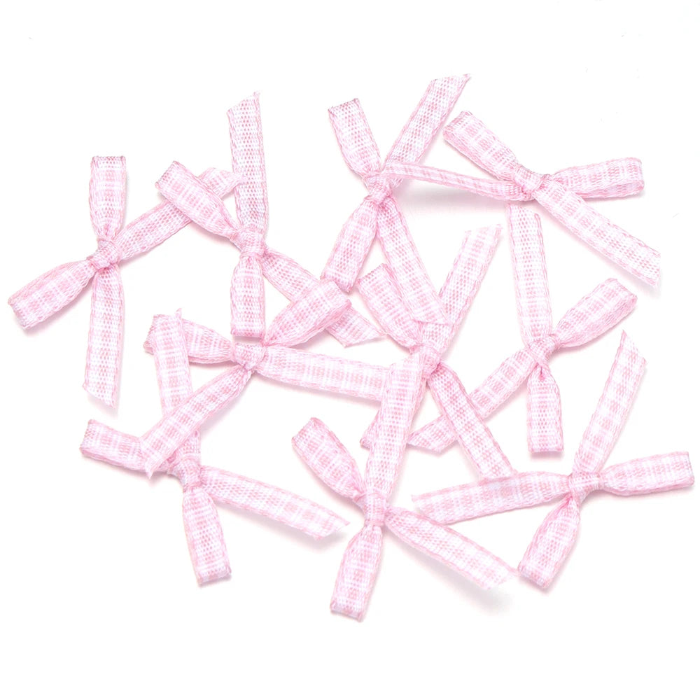 30pcs Plaid Handmade Bows – DIY Headwear & Gift Decoration Craft Bow Accessories PLUSH pink