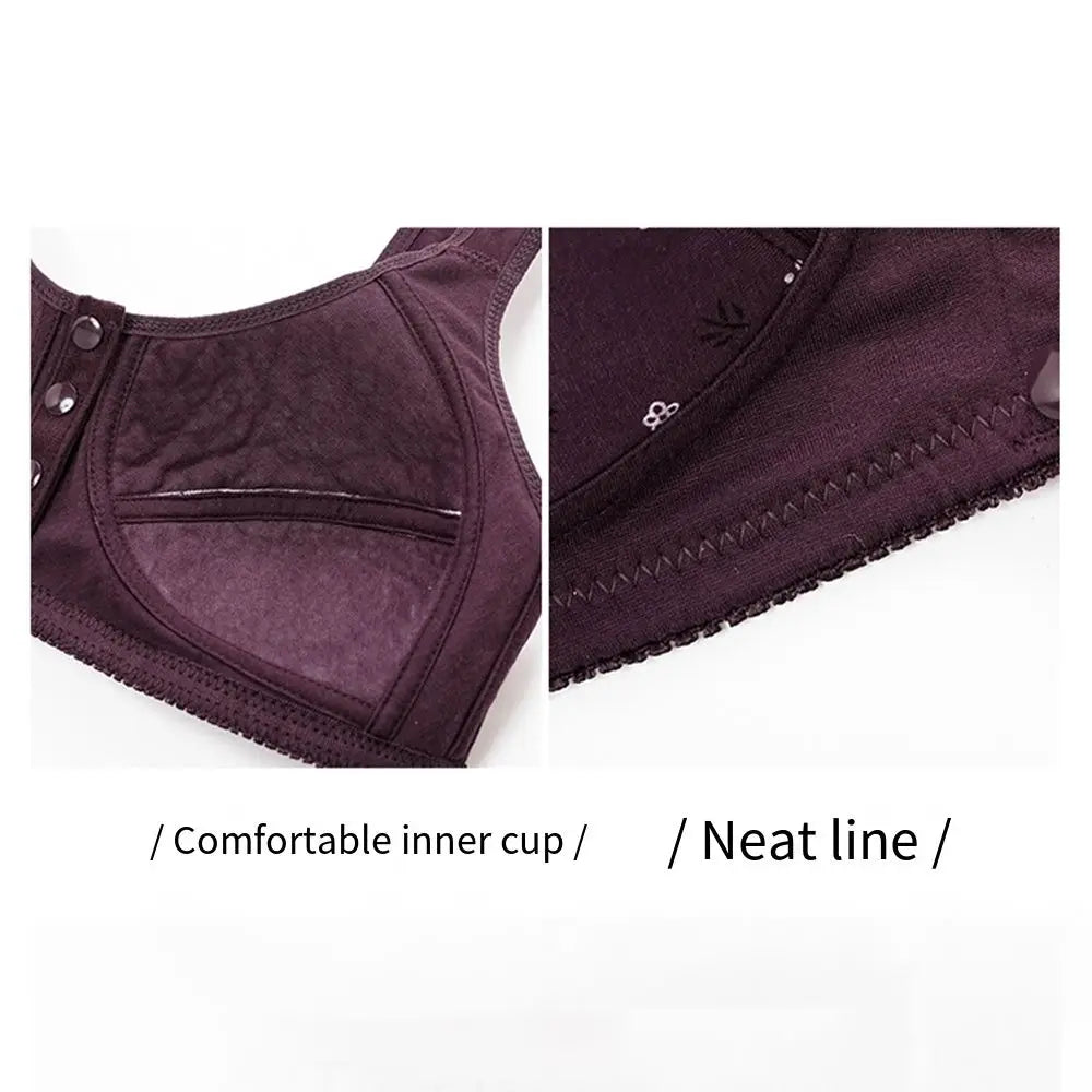 Daisy Front Close Wire-Free Cotton Bra – Plus Size Full Cup Women's Bra PLUSH