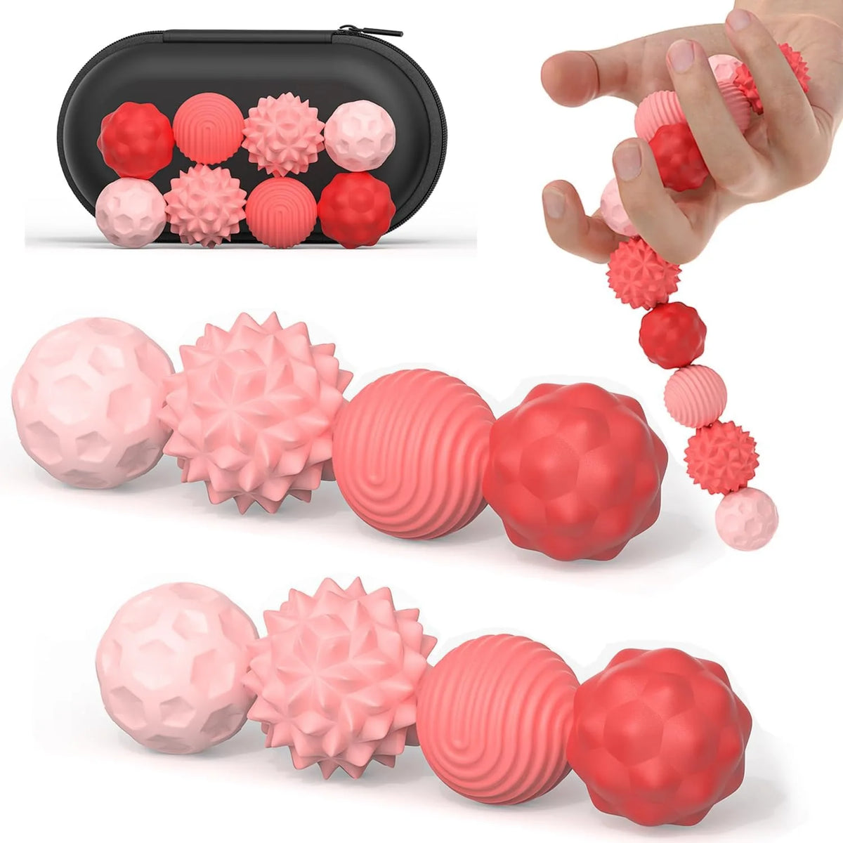 Silicone Magnetic Fidget Balls – Sensory Stress Toys for Adults Magnetic Fidget Toy PLUSH 8PCS Red 1