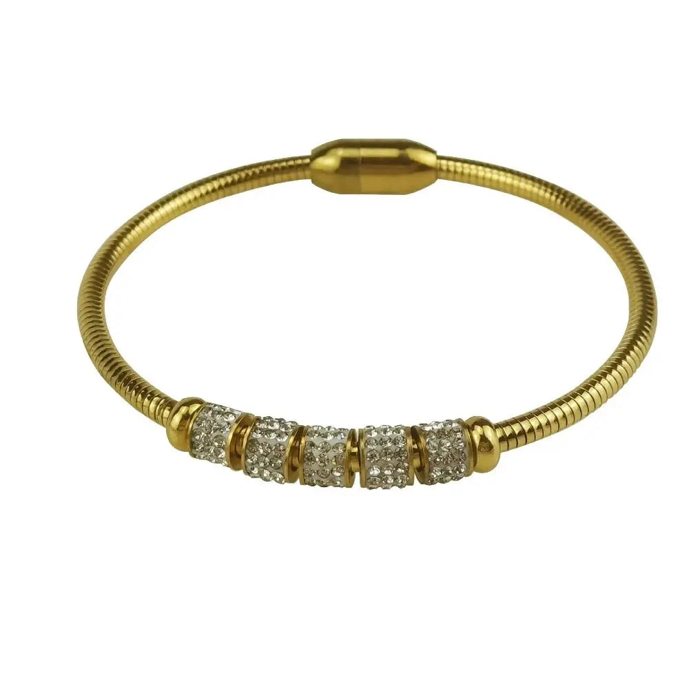 Magnetic Clasp Snake Bone Bracelet – Gold & Silver Stainless Steel Stainless Steel Bracelet PLUSH