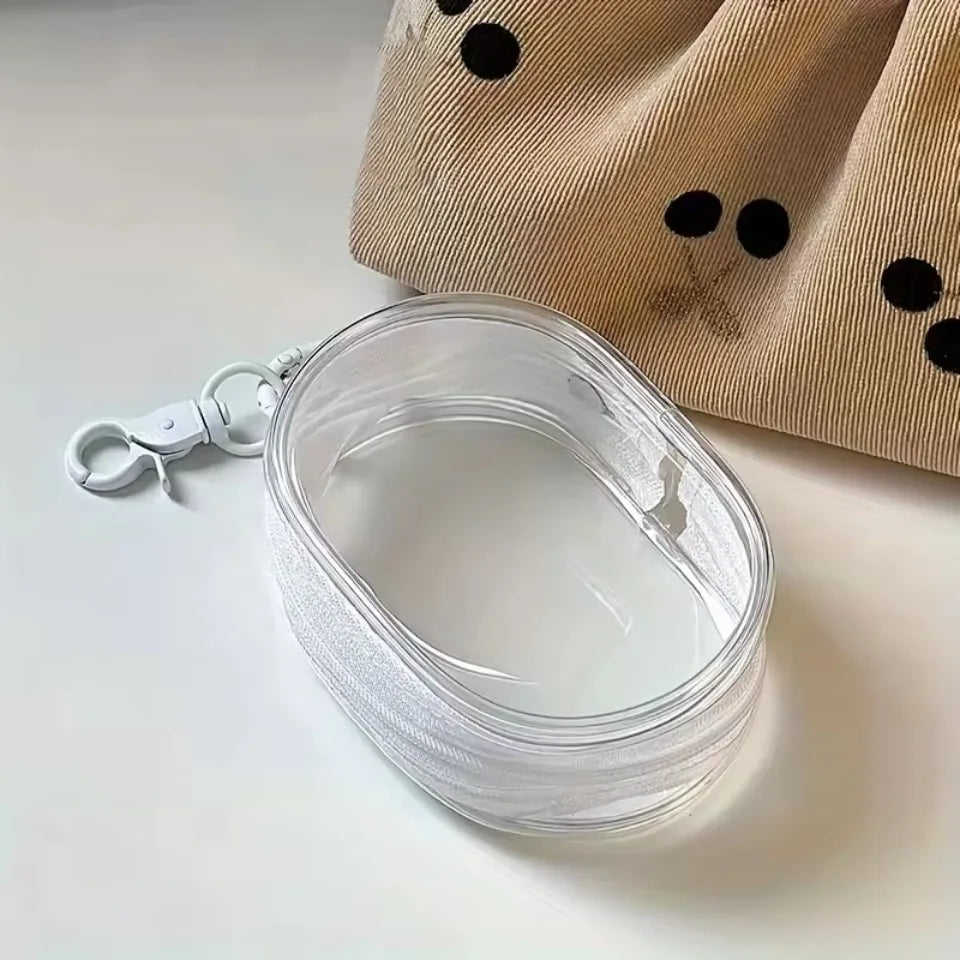 Transparent Mini Zipper Pouch – Travel Cable Organizer Bag Travel Organizer Pouch PLUSH White-1PC