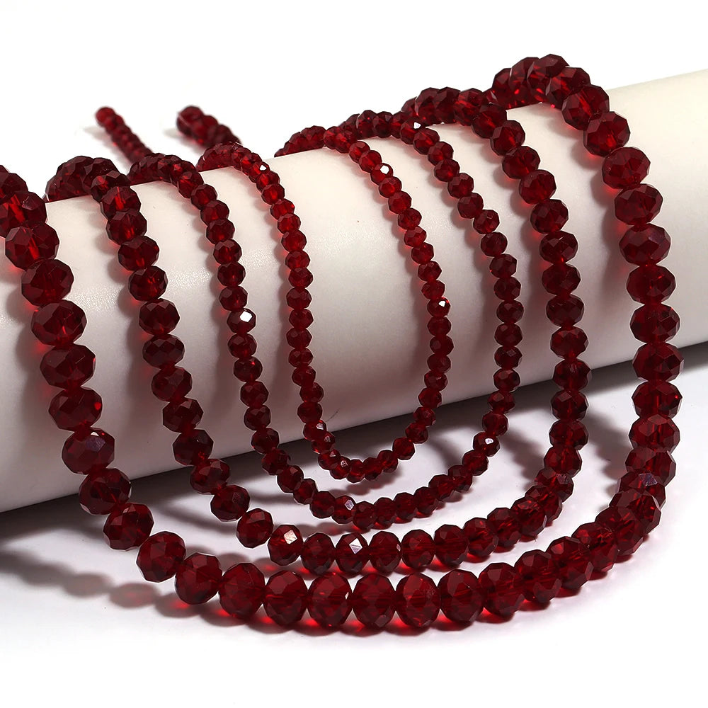 Wine Red Faceted Crystal Glass Abacus Beads 3–8mm | DIY Jewelry Glass Abacus Beads PLUSH