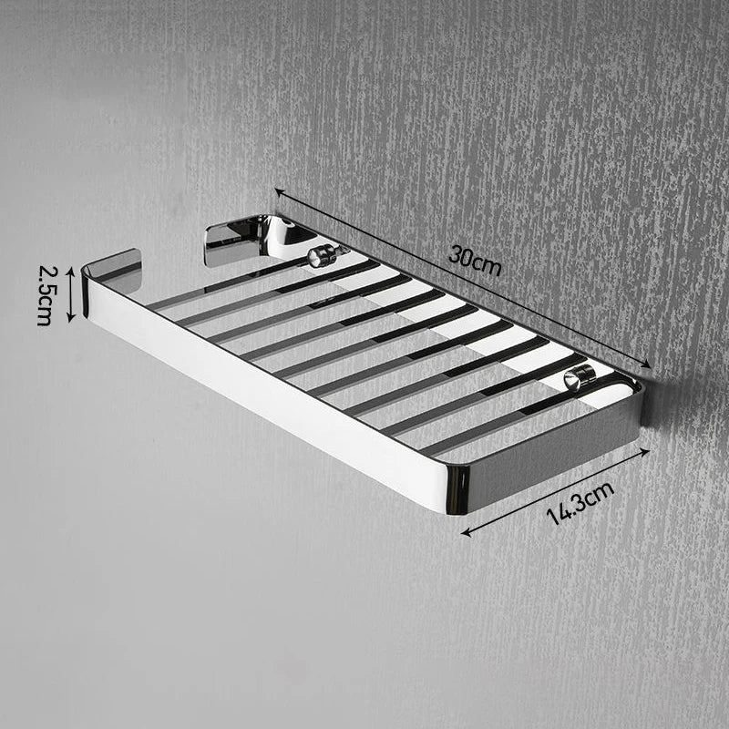Stainless Steel Bathroom Corner Shelf | Wall-Mounted Shower Caddy Bathroom Corner Shelf PLUSH B Chrome