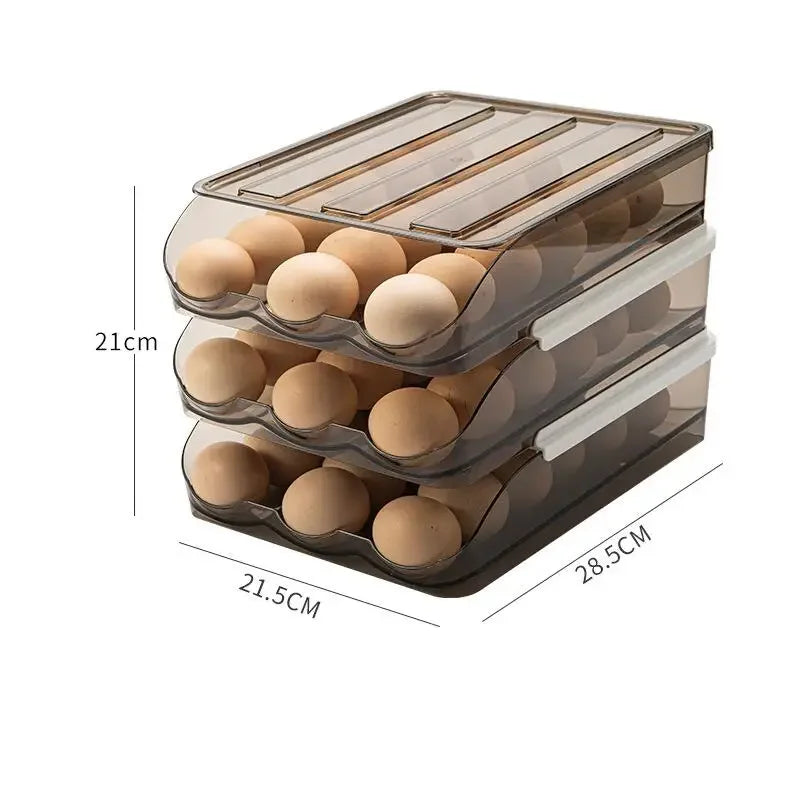 Automatic Slide Egg Organizer – 54-Egg Fridge Storage Box Egg Storage Organizer PLUSH egg storage box 3