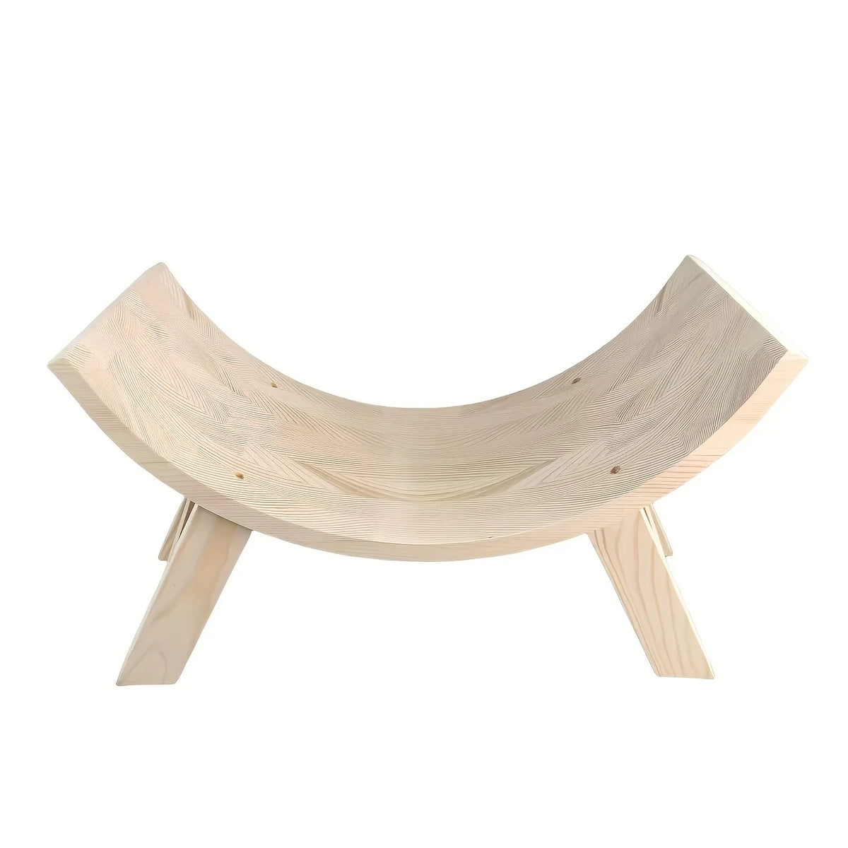 U-Shaped Wooden Stool | Distressed White Half-Round Wood Bench Decorative Wood Stool PLUSH
