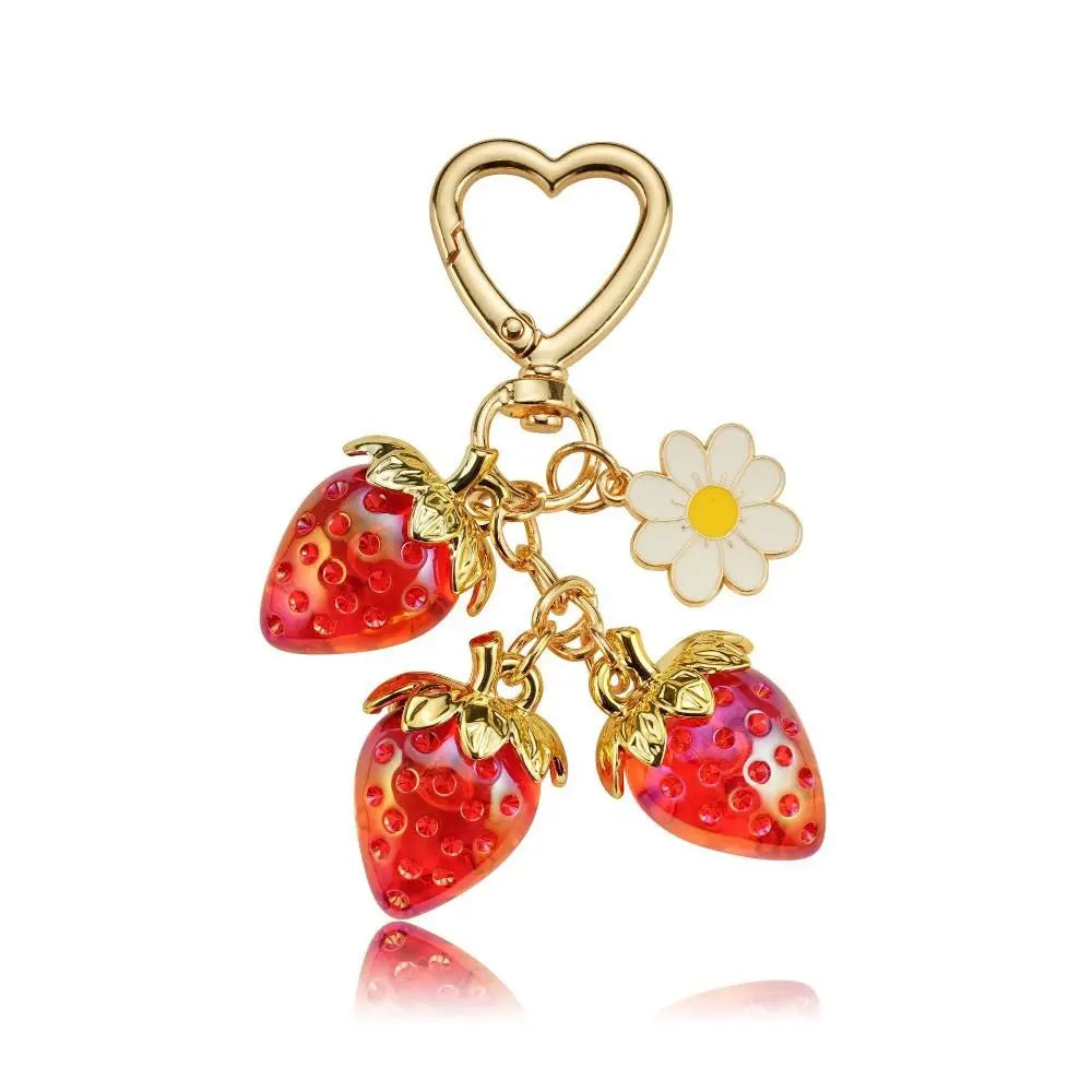 Strawberry Alloy Keychain – Cute Fruit Carabiner Key Ring Novelty Keychain PLUSH