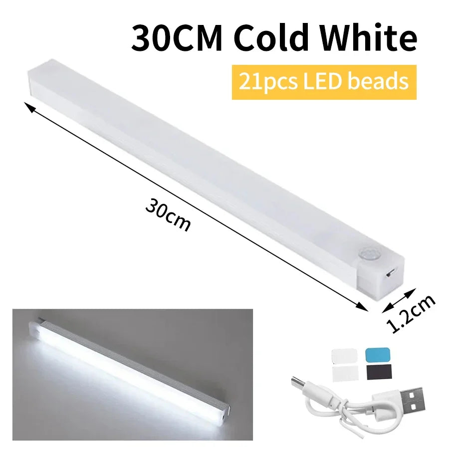 Wireless LED Motion Sensor Night Light USB Rechargeable Bar Motion Sensor Night Light PLUSH 30CM Cold White