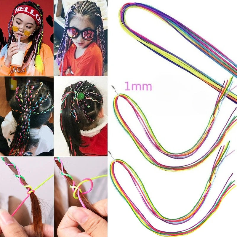 Colorful Hair Braid Rope Strands – African Ponytail DIY Hair Braid Rope PLUSH 1mm 8Pcs