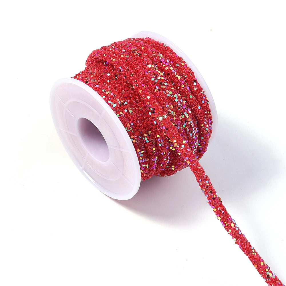 5 Yards 6mm Glitter Sequin Cord – DIY Jewelry & Craft Rope Glitter Sequin Cord PLUSH red