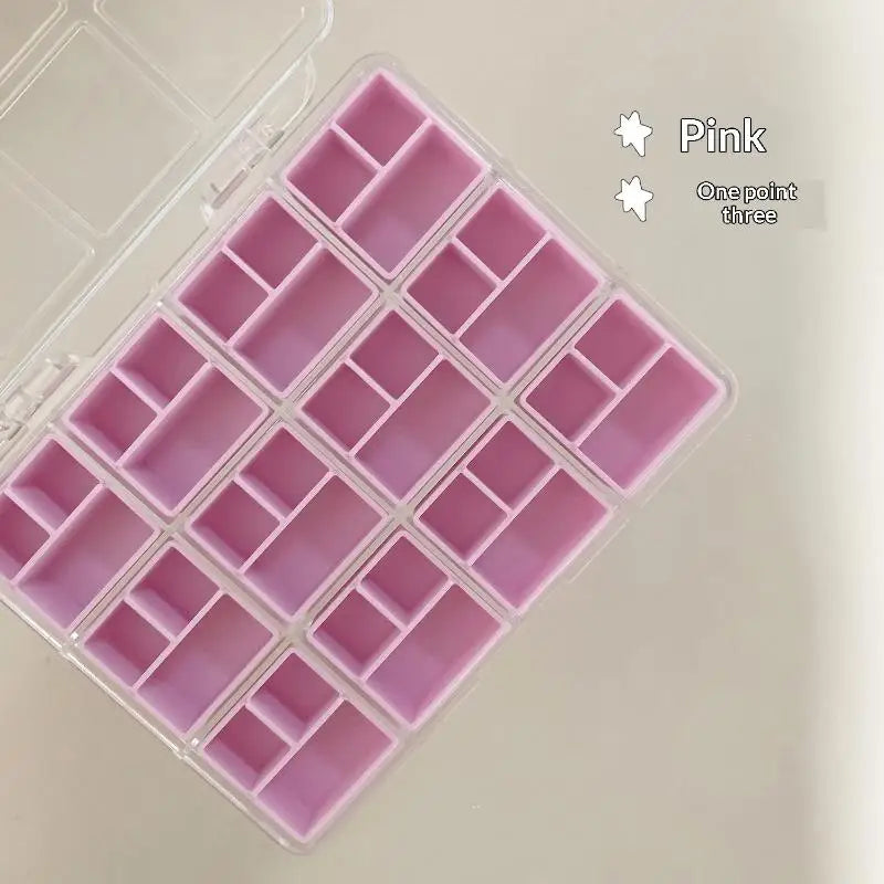 Nail Accessories Storage Box – 24/36/48 Grid Transparent Organizer Nail Accessories Organizer PLUSH 2 Pink