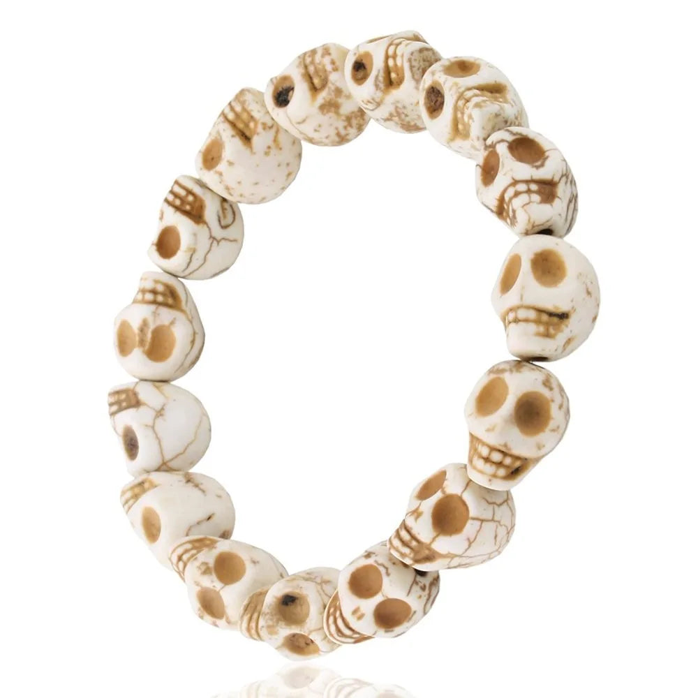 Skull Beaded Bracelet Punk Elastic Skeleton Bangle Unisex Beaded Bracelet PLUSH