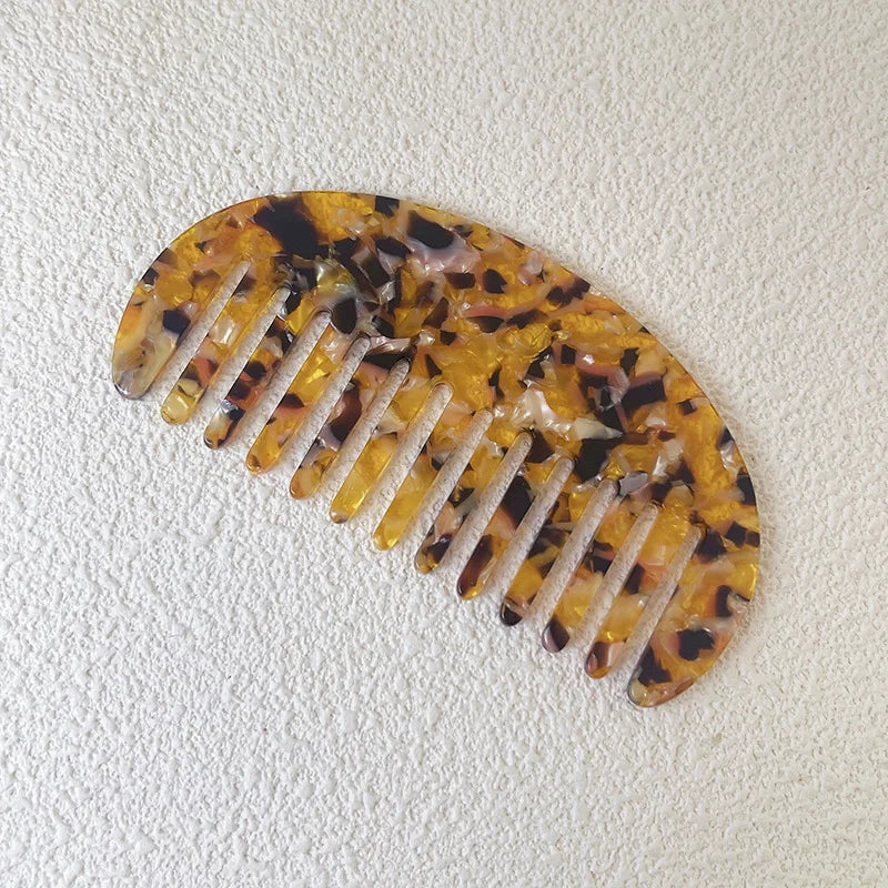Acetate Wide Tooth Hair Comb – Retro Korean Style for Women Hair Comb PLUSH 4 yellow