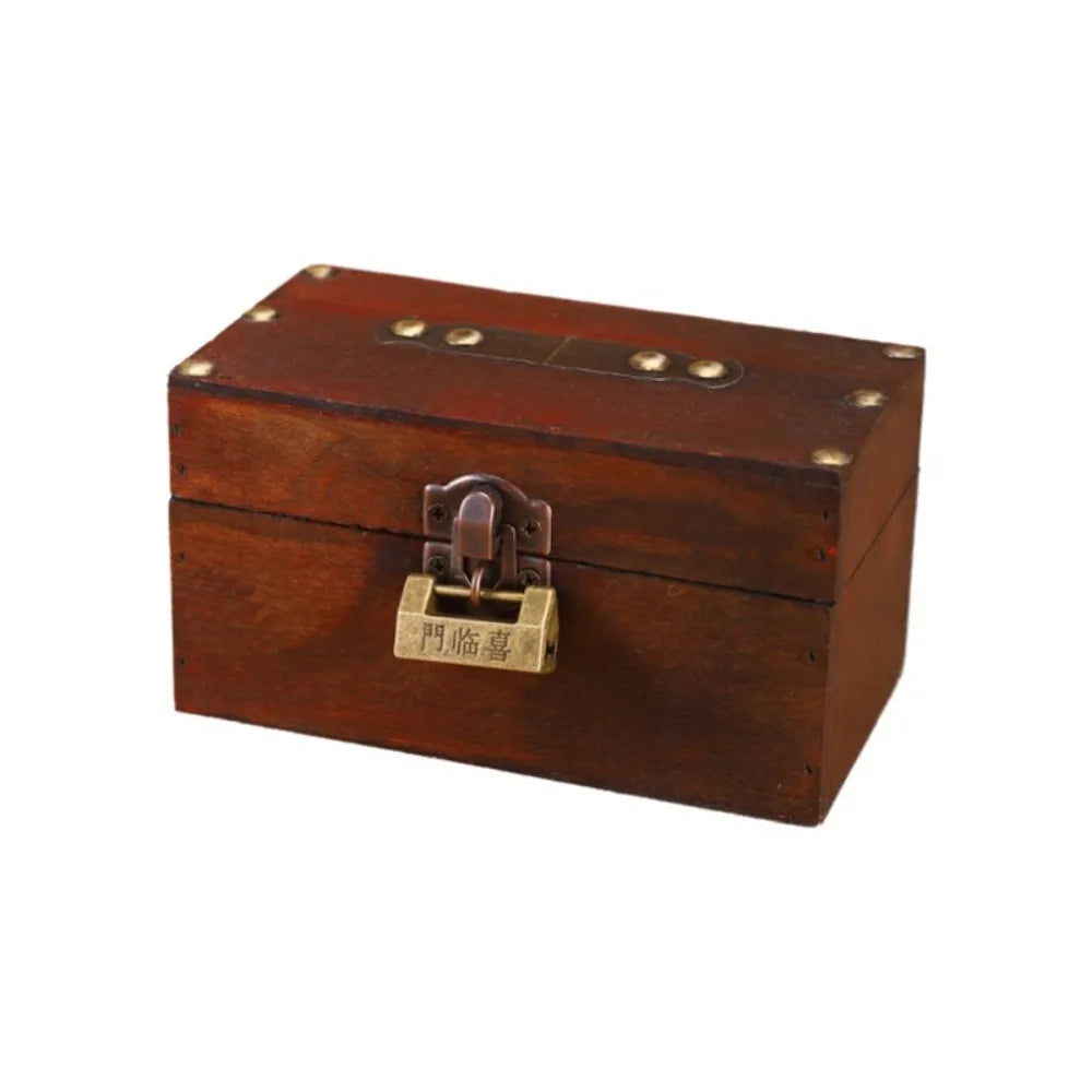 Vintage Wooden Treasure Chest Jewelry Box with Lock – Retro Jewelry Storage Box PLUSH Style-5