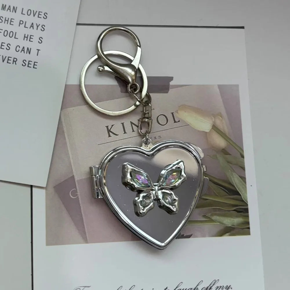 Y2K Double-Sided Mirror Keychain Heart Bow Bag Charm Mirror Keychain Charm PLUSH style B