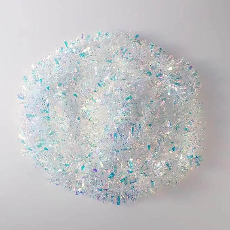 Iridescent Light Green Tinsel Garland – Holographic Holiday Decor Holiday Tinsel Garland PLUSH