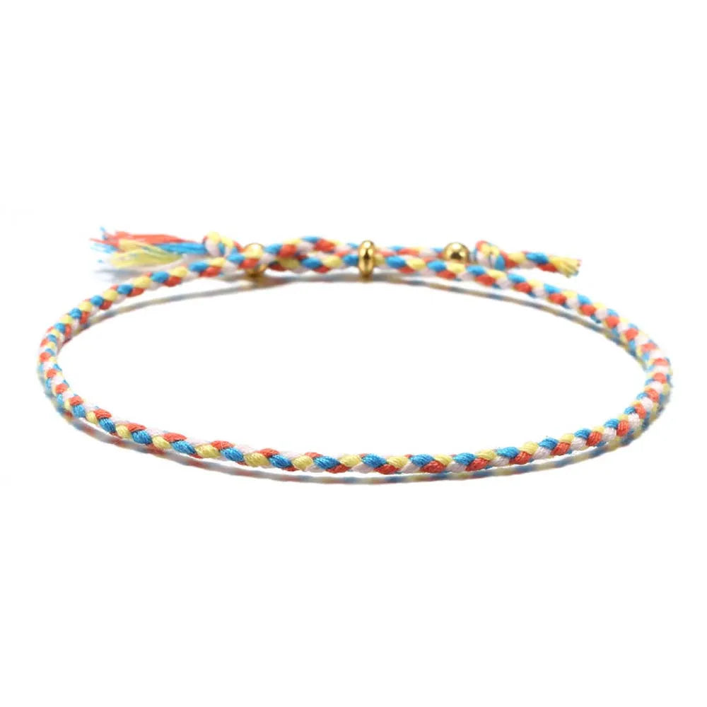 Adjustable Woven Bracelet – Colorful Bohemian Braid Charm Woven Charm Bracelet PLUSH J