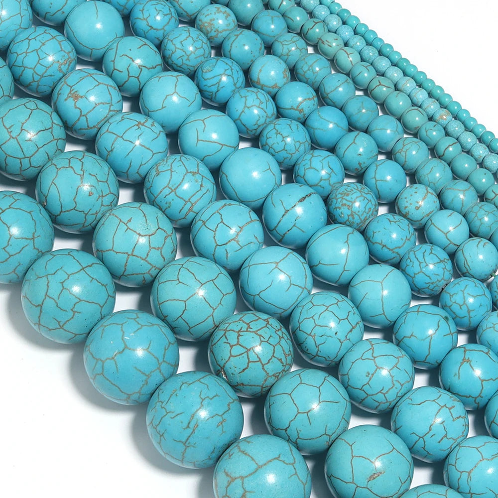 Blue Howlite Turquoise Stone Round Spacer Beads – DIY Jewelry Stone Spacer Beads PLUSH