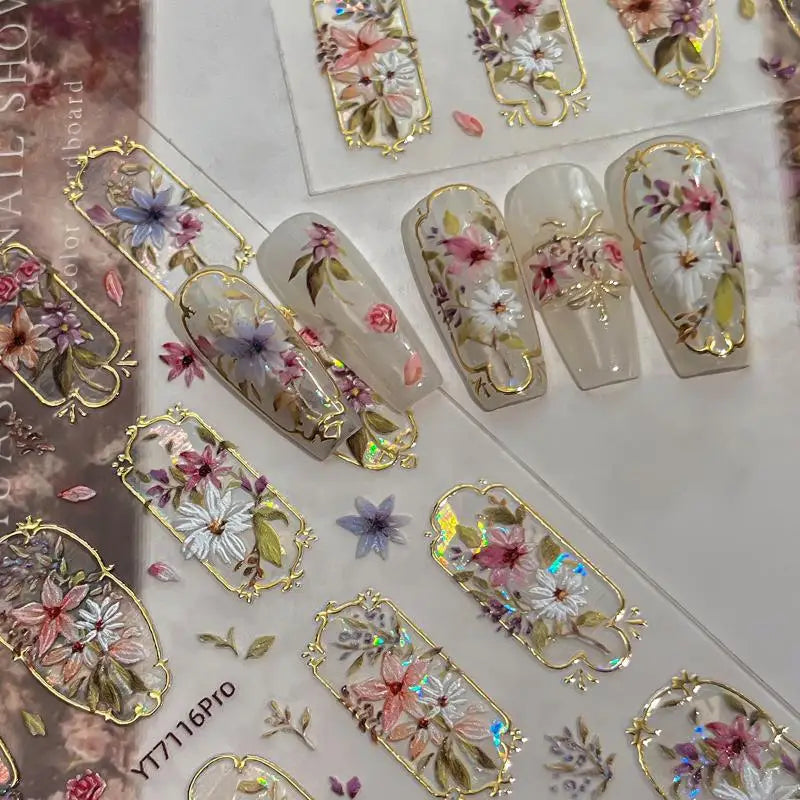5D Embossed Flower Nail Stickers – Laser Petal Self-Adhesive Art Nail Art Stickers PLUSH Default Title