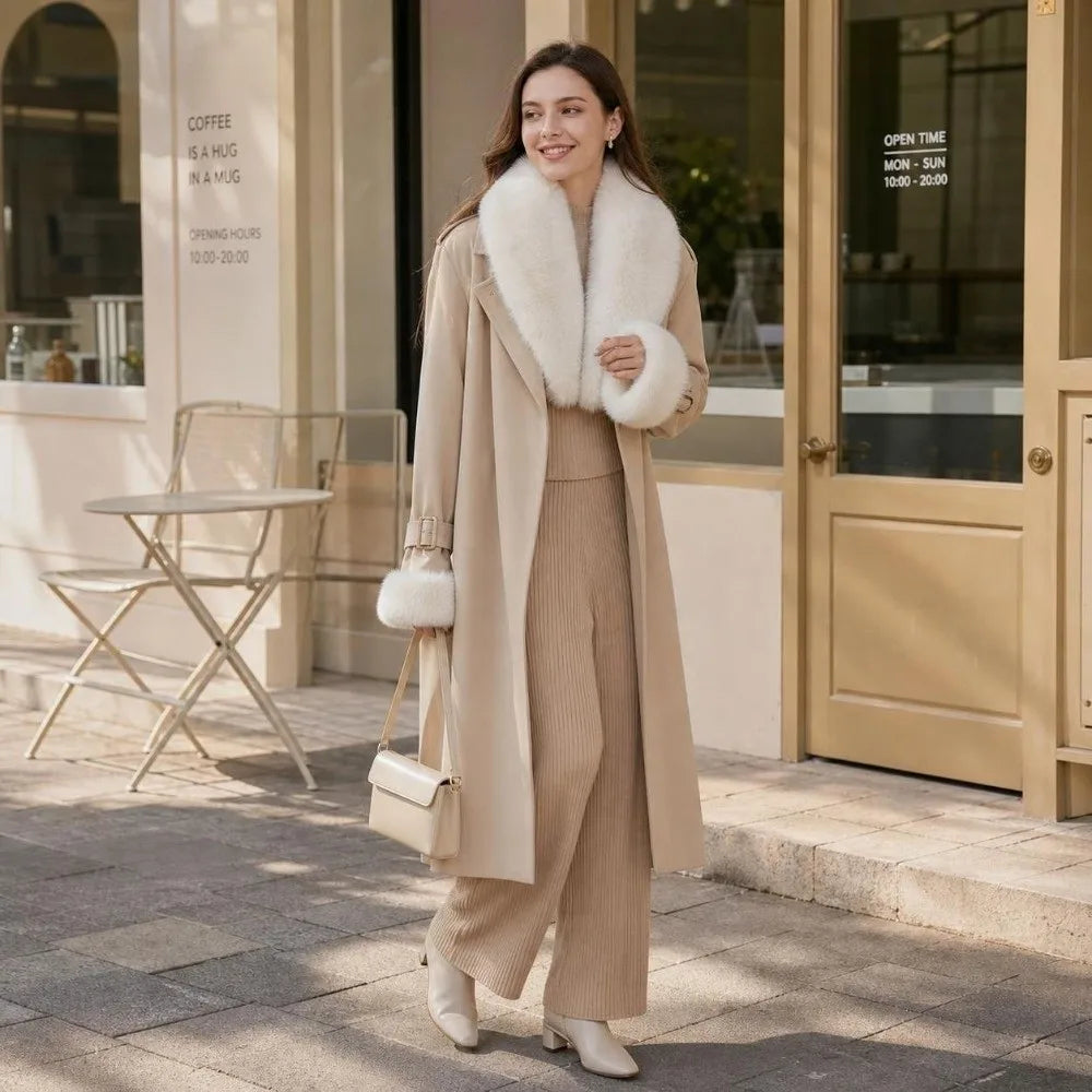 Faux Fur Scarf & Cuffs Set – Detachable Neck Warmer Women Faux Fur Scarf Set PLUSH