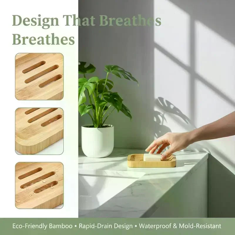 Self-Draining Bamboo Soap Box – Eco-Friendly Soap Dish Holder Bamboo Soap Dish PLUSH